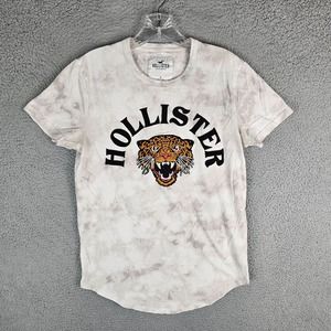 Hollister Mens Small Tiger Logo Embroidered Tye Dye Short Sleeve Shirt
